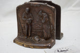 EARLY FARM, PEASANT, CHURCH MOTIF BRONZED BOOKENDS