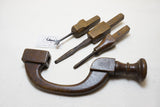 FINE EARLY WOODEN PAD BRACE WITH 3 BITS