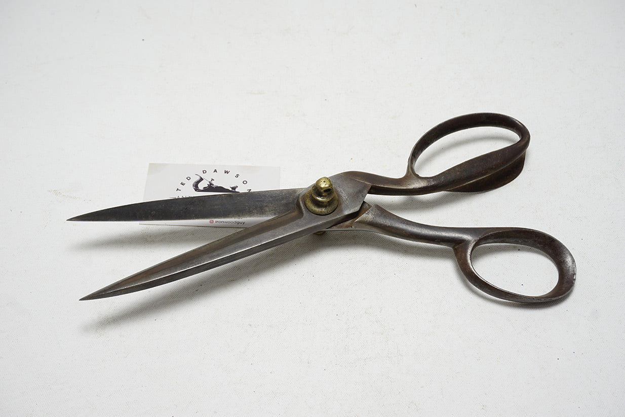 EARLY C. KLAUBERG TAILOR SHEARS WITH OVERSIZED BRASS NUTS - 12