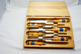 SUPERB SET OF 6 E A BERG CHISELS IN ORIGINAL BOX