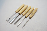 DEAD MINT SET OF 5 PFEIL CARVING CHISELS & GOUGES - SHARP