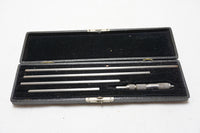 FINE EARLY LS STARRETT 6 PIECE DEPTH GAGE SET IN LEATHER CASE