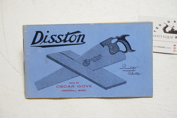 FINE SMALL DISSTON SAW CATALOGUE LIKELY CA 1890-1900