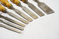 WORKING SET OF 8 BEAVER CHISELS IOB - ESKILSTUNA