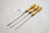 WOW! 3 PRISTINE NARROW PARING GOUGES - IBBOTSON, W BROWN & SONS