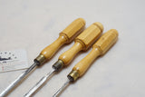 WOW! 3 PRISTINE NARROW PARING GOUGES - IBBOTSON, W BROWN & SONS
