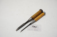 MINT PAIR OF JAPANESE MORTISE CHISELS - 3/8" & 1/16" - SHINOGI