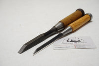 MINT PAIR OF JAPANESE MORTISE CHISELS - 3/8" & 1/16" - SHINOGI