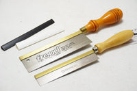 DEAD MINT PAIR OF BRASS BACK DOVETAIL SAWS - FREUD, GYROS