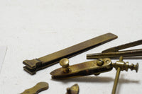 LOVELY LOT OF ENGLISH BRASS WATCHMAKERS TOOLS INCL EBONY & BRASS DBLE VISE