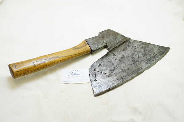 MAGNIFICENT GOOSEWING AXE WITH INITIALS AND TOUCH MARKS