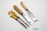 SET OF 4 CARVING CHISELS / GOUGES - HENRY TAYLOR ETC