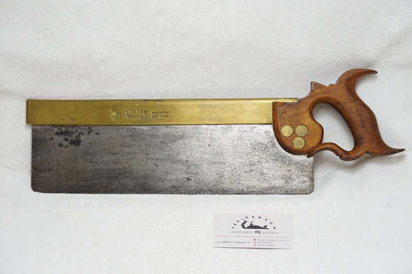 VERY FINE I. SORBY HEAVY BRASS BACK 14" SPLIT NUT SAW - MR PUNCH TRADEMARK