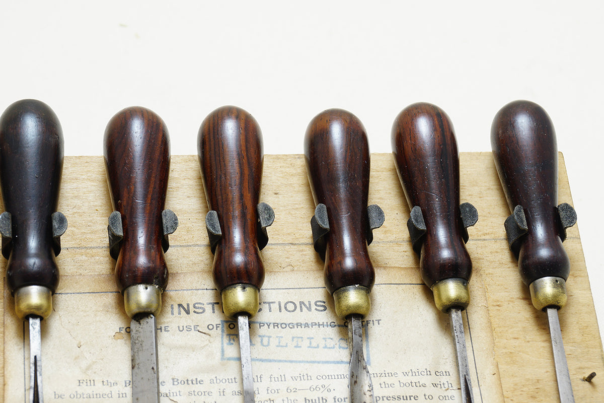 EXCEPTIONAL SET OF 7 FLEMISH ART CO. NY CHISELS - ORIGINAL INSTRUCTION ...