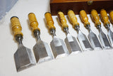 WOW! REMARKABLE SET OF 15 BERG ESKILSTUNA TANG BUTT CHISELS IN FITTED BOX