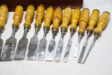 WOW! REMARKABLE SET OF 15 BERG ESKILSTUNA TANG BUTT CHISELS IN FITTED BOX