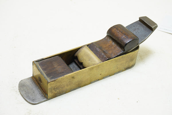 EXCEPTIONAL LOW ANGLE BRASS, STEEL AND ROSEWOOD INFILL MITER PLANE