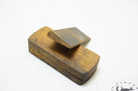 4 1/2" SHARPENING SLIPSTONE IN FITTED OAK TAPERED BOX
