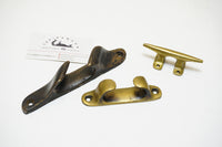 3 VINTAGE BRASS ROPE TIE DOWN CLEATS - NAUTICAL MARINE