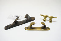 3 VINTAGE BRASS ROPE TIE DOWN CLEATS - NAUTICAL MARINE