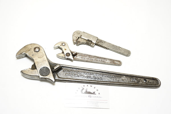 2 GELLMAN 1923 PATENT ADJUSTABLE WRENCHES PLUS MOSSBERG BICYCLE WRENCH