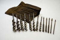 GREAT USER SET OF 13 BRACE BITS IN CANVAS ROLL - VARIOUS MAKERS