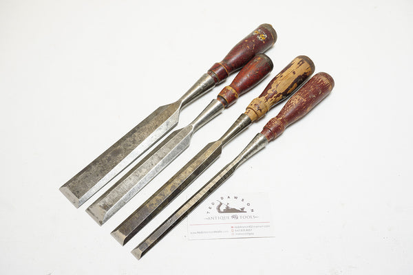 LONG SET OF 4 STANLEY NO. 720 CHISELS - 1/2" ~ 1 1/4"