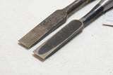 CLEAN FINE PAIR OF JAPANESE MORTISE + BENCH CHISELS