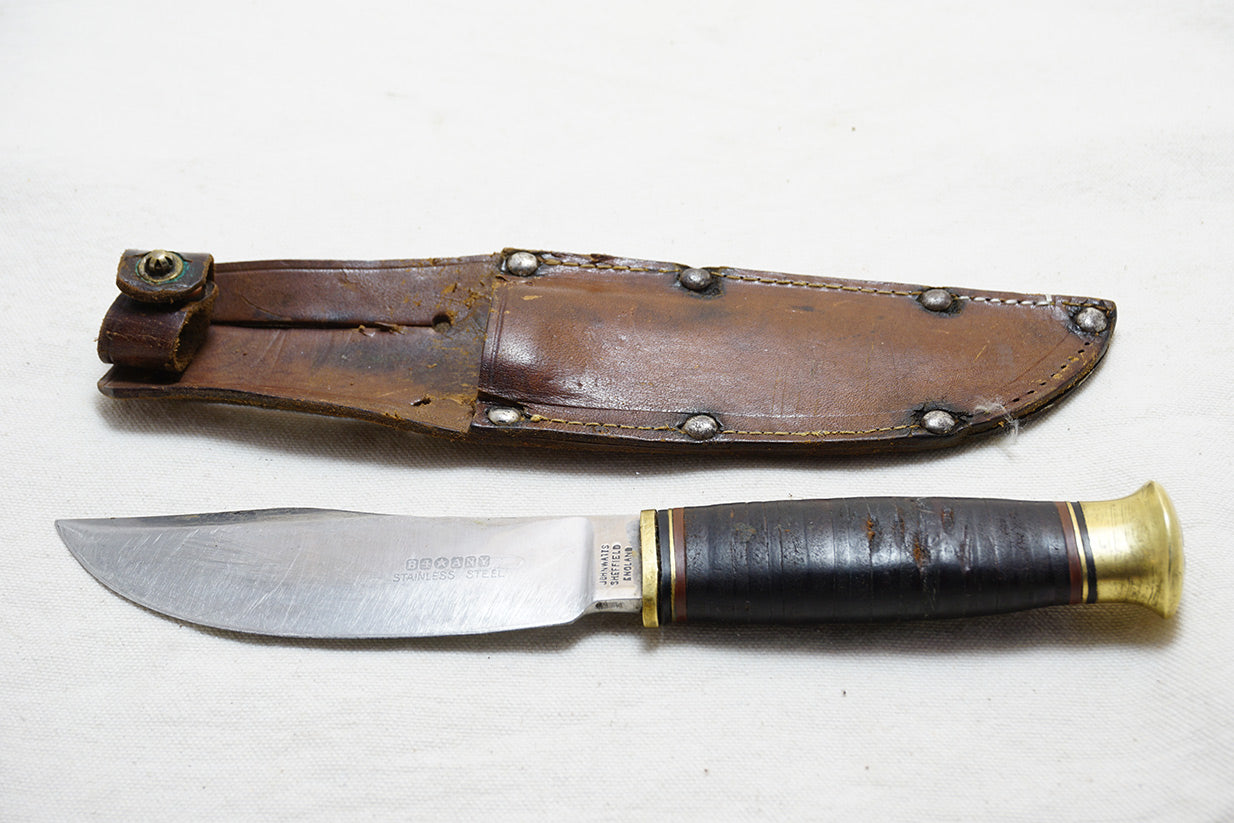 EXCELLENT JOHN WATTS (SHEFFIELD) FIXED BLADE KNIFE + SHEATH – Ted
