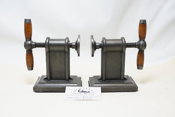 VERY COLLECTIBLE PAIR OF VISE BOOKENDS - RESTORATION HARDWARE