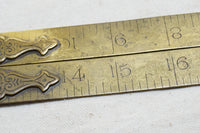 RARE EARLY RABONE BRASS FOLDING RULE WITH DECORATIVE HINGE
