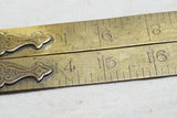 RARE EARLY RABONE BRASS FOLDING RULE WITH DECORATIVE HINGE