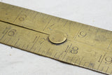 RARE EARLY RABONE BRASS FOLDING RULE WITH DECORATIVE HINGE