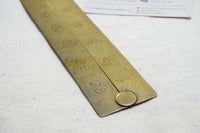 RARE EARLY RABONE BRASS FOLDING RULE WITH DECORATIVE HINGE