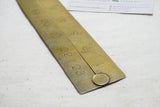 RARE EARLY RABONE BRASS FOLDING RULE WITH DECORATIVE HINGE