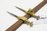 STUNNING BRASS TRAMMEL POINTS WITH MAHOGANY KEEPER & PENCIL HOLDER