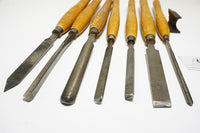 WORKING SET OF 7 ROBERT SORBY LATHE CHISELS