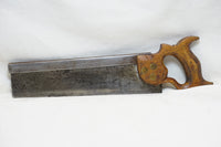 LOVELY HEARNSHAW BROS. EARLY SPLIT NUT BACK SAW - 12" 14 TPI