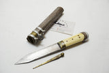 ANTIQUE SINO-TIBETAN BONE HANDLED KAMPA KNIFE WITH SHEATH