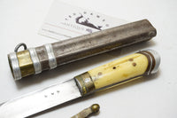 ANTIQUE SINO-TIBETAN BONE HANDLED KAMPA KNIFE WITH SHEATH