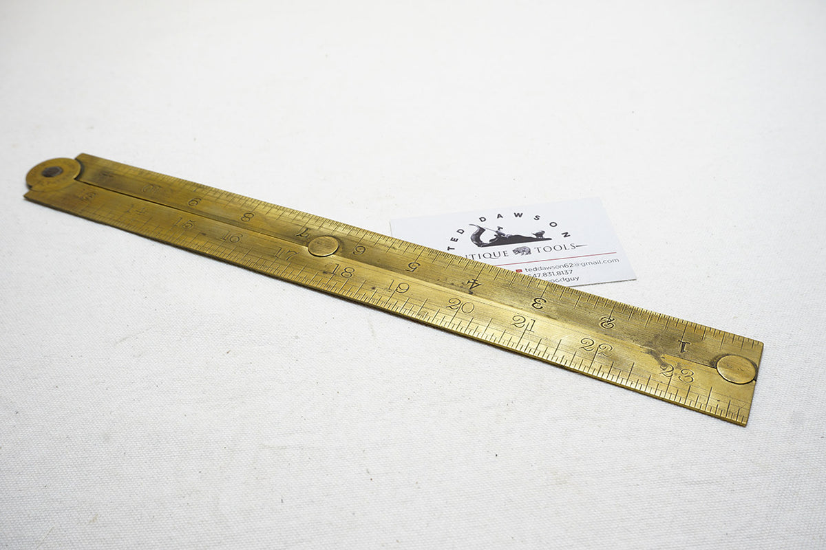 VERY EARLY SMALLWOOD PATENT BRASS BLACKSMITH RULER - 2FT 2 FOLD – Ted ...
