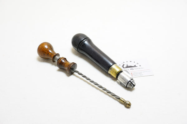 FINE FRAY PATENT ROSEWOOD TOOL HANDLE + 7 ORIG BITS PLUS ARCHIMEDEAN DRILL