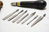 FINE FRAY PATENT ROSEWOOD TOOL HANDLE + 7 ORIG BITS PLUS ARCHIMEDEAN DRILL