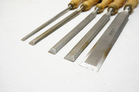SET OF 5 FINE ROBERT SORBY PARING CHISELS - 1/4" ~ 1"