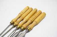 SET OF 5 FINE ROBERT SORBY PARING CHISELS - 1/4" ~ 1"