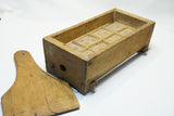 EARLY PRIMITIVE 8 PRINT MAPLE SUGAR OR BUTTER MOLD AND SPREADER