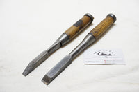 PAIR OF JAPANESE MORTISE CHISELS / MOKOUMACHI NOMI - 7/16" & 11/16"