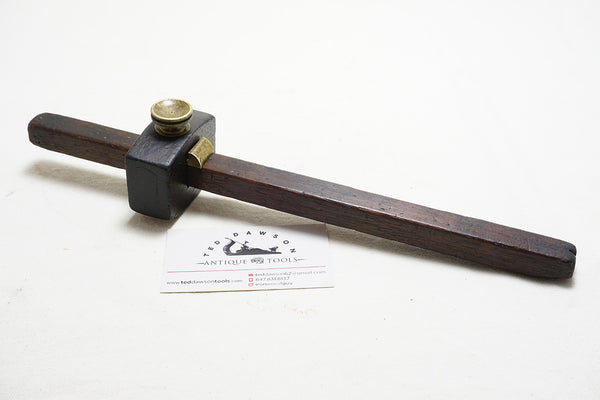 LOVELY MAHOGANY & BRASS DOUBLED ENDED MARKING GAUGE