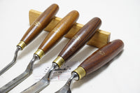 FINE SET OF 4 CROWN TOOLS CRANKED PARING CHISELS - 1/4" ~ 1"