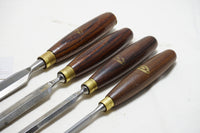 EXTRA FINE SET OF 4 CROWN TOOLS PARING CHISELS - 1/4" ~ 1"
